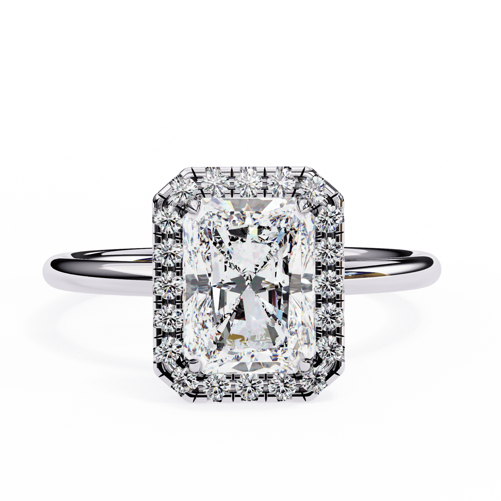 Radiant-Cut Diamond Halo Engagement Ring